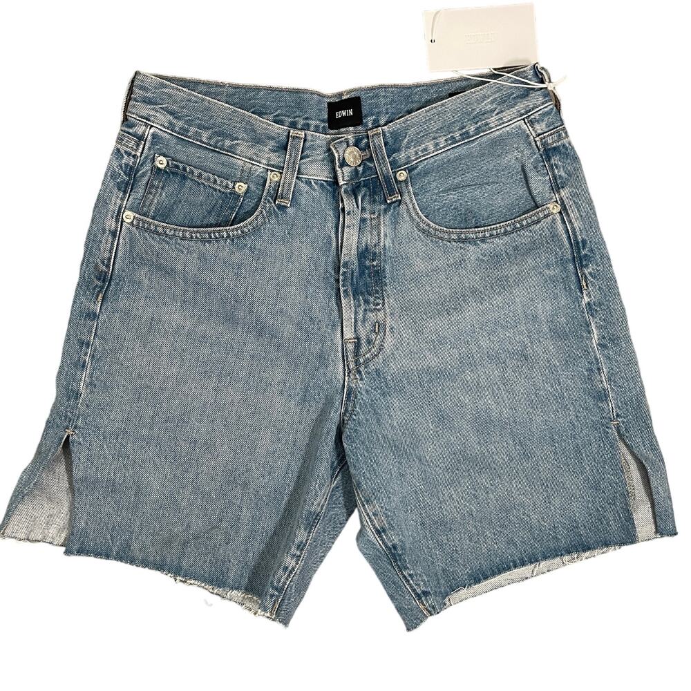 Edwin Womens Cai Jean Shorts 7" Cutoff - Sense Light Wash - Size 26 - $128